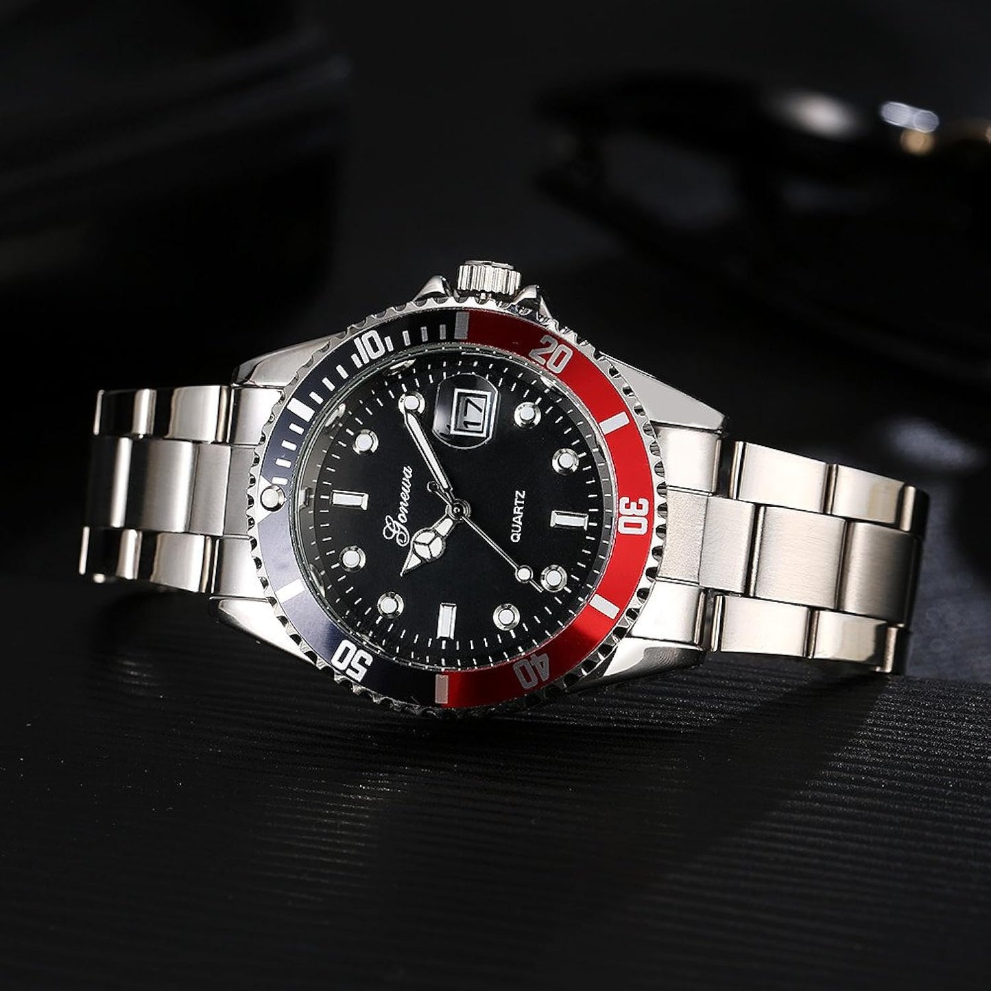 Gonewa Men's Military Stainless Steel Date Sport Quartz Analog Wrist Watch