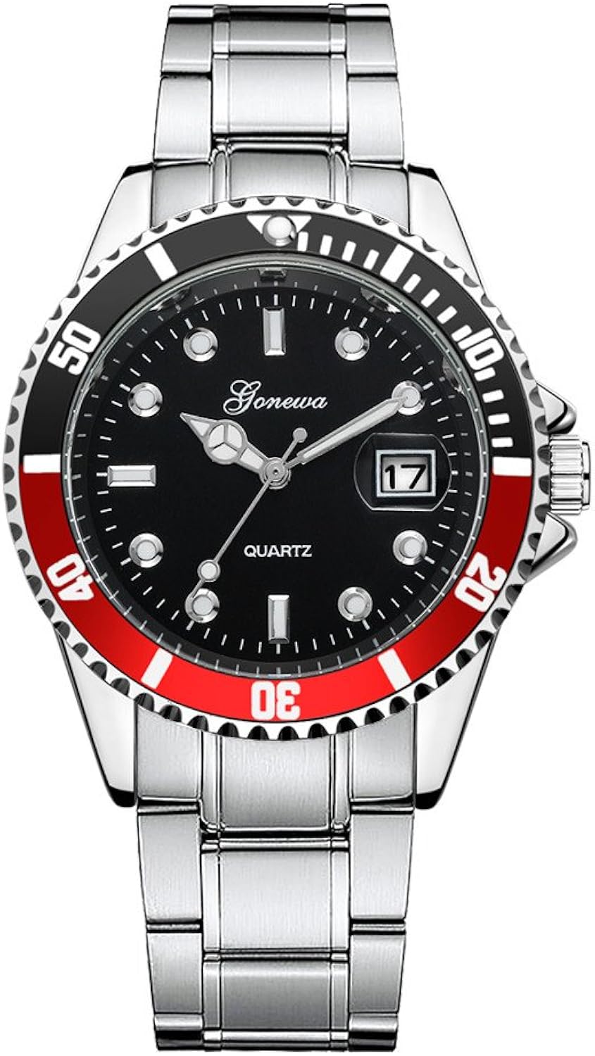 Gonewa Men's Military Stainless Steel Date Sport Quartz Analog Wrist Watch