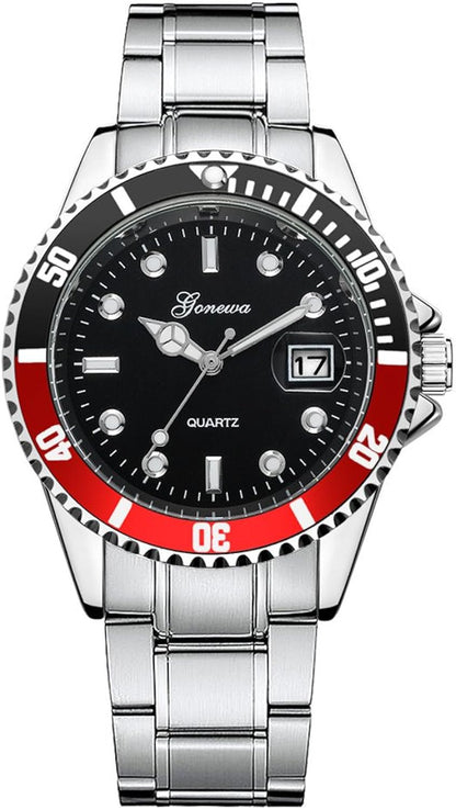 Gonewa Men's Military Stainless Steel Date Sport Quartz Analog Wrist Watch